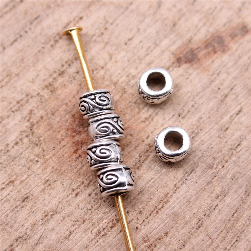 100Pcs Spacer Bead Charms Necklac Pendant Antique Silver Color 4X4X3mm