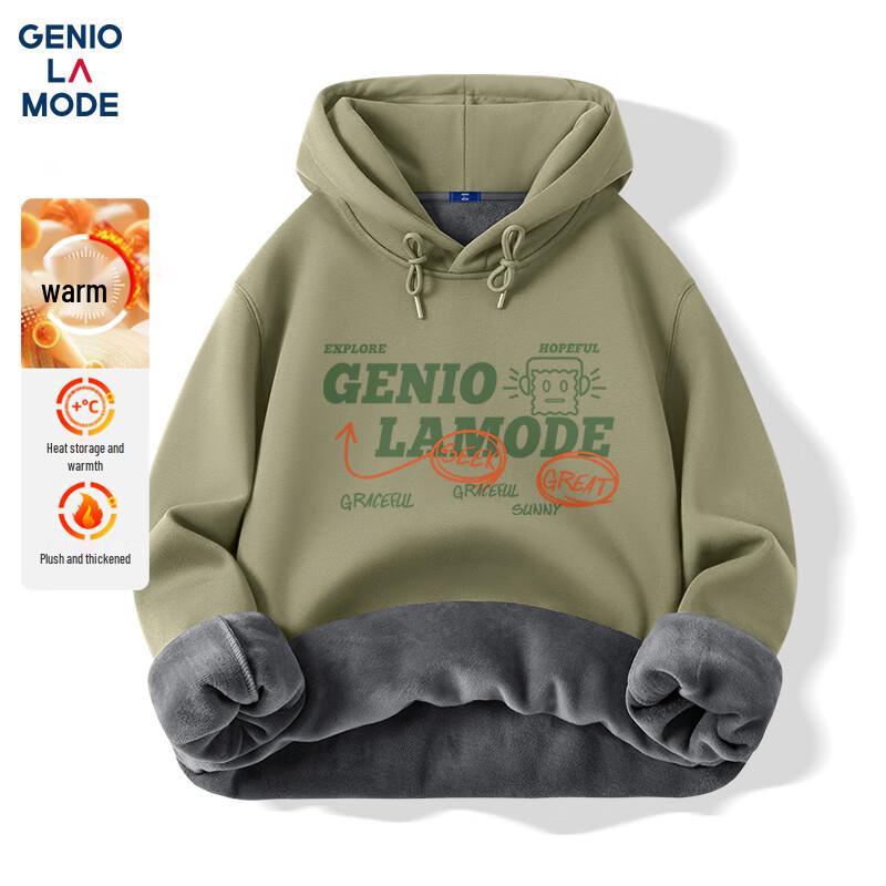 GENIOLAMODE Męska zimowa bluza z kapturem i podszewką z polaru