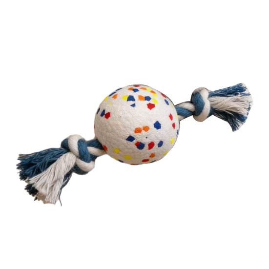 Dog Ball Chew Toy Teeth Cleaning Toy Interactive Rope Knot Tug-of-War Toy белый