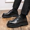 Men's casual derby leather shoes Retro classic British style Work or Business Fashion Party 38-46 Thick soled height increasing