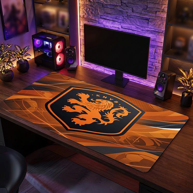 Nederland Voetbal Logo Muismat, Uitgebreide Antislip Rubberen Bureau Mat voor Gaming Kantoor Laptop Fan Cadeau