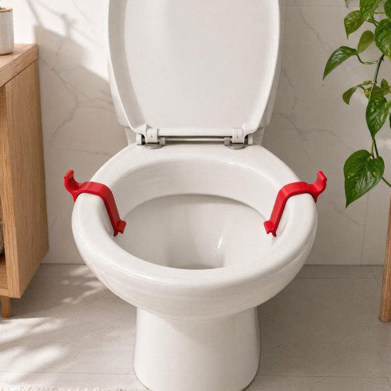 Upevňovací příslušenství pro vyrovnání sedátka WC, Klipový stabilizátor sedátka do koupelny, Jednodílná 3D tištěná instalace bez vrtání, Zacvakávací upevnění, Hluk kývajícího se sedátka WC