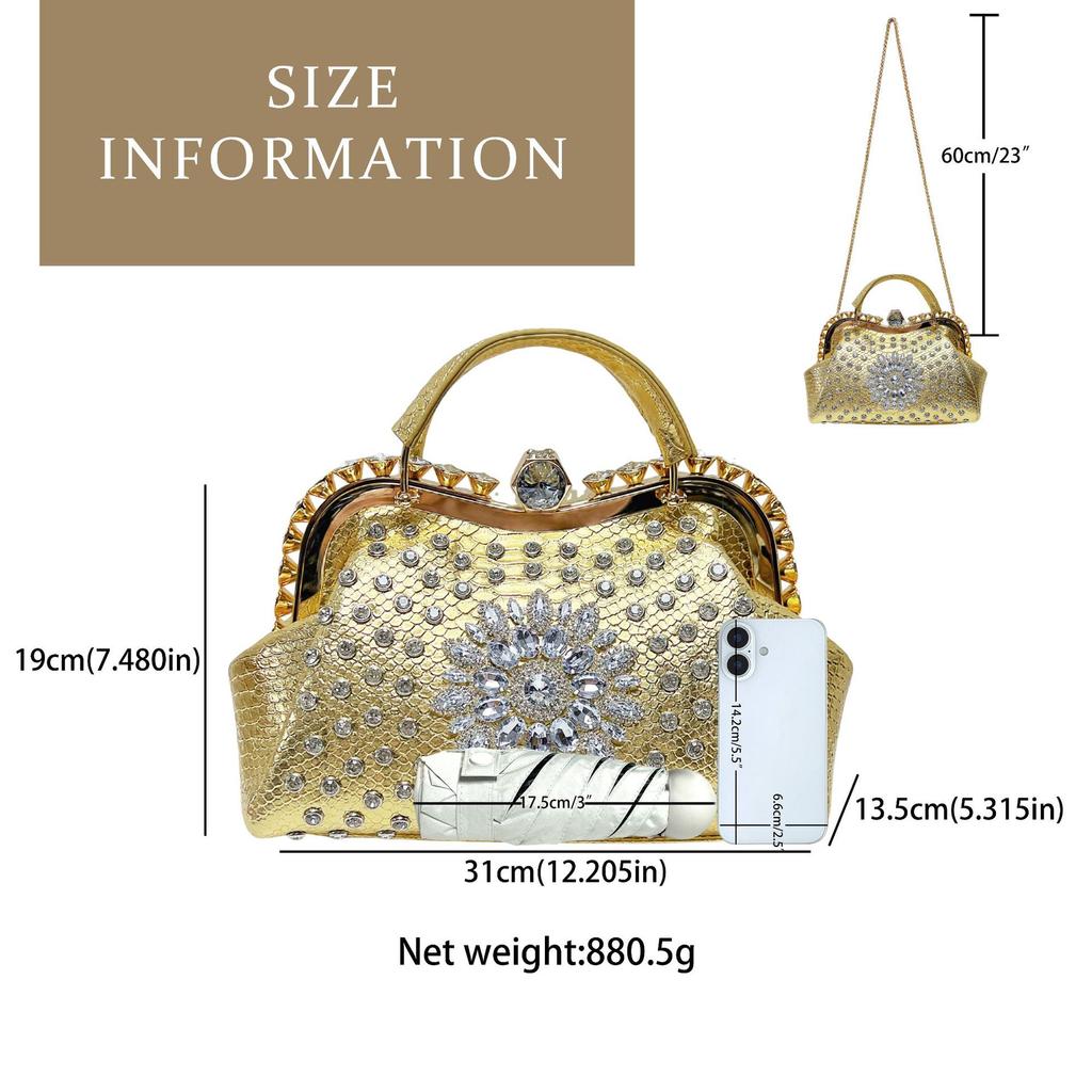 New Large Capacity Women's Handbag with Luxurious Diamond Inlay
