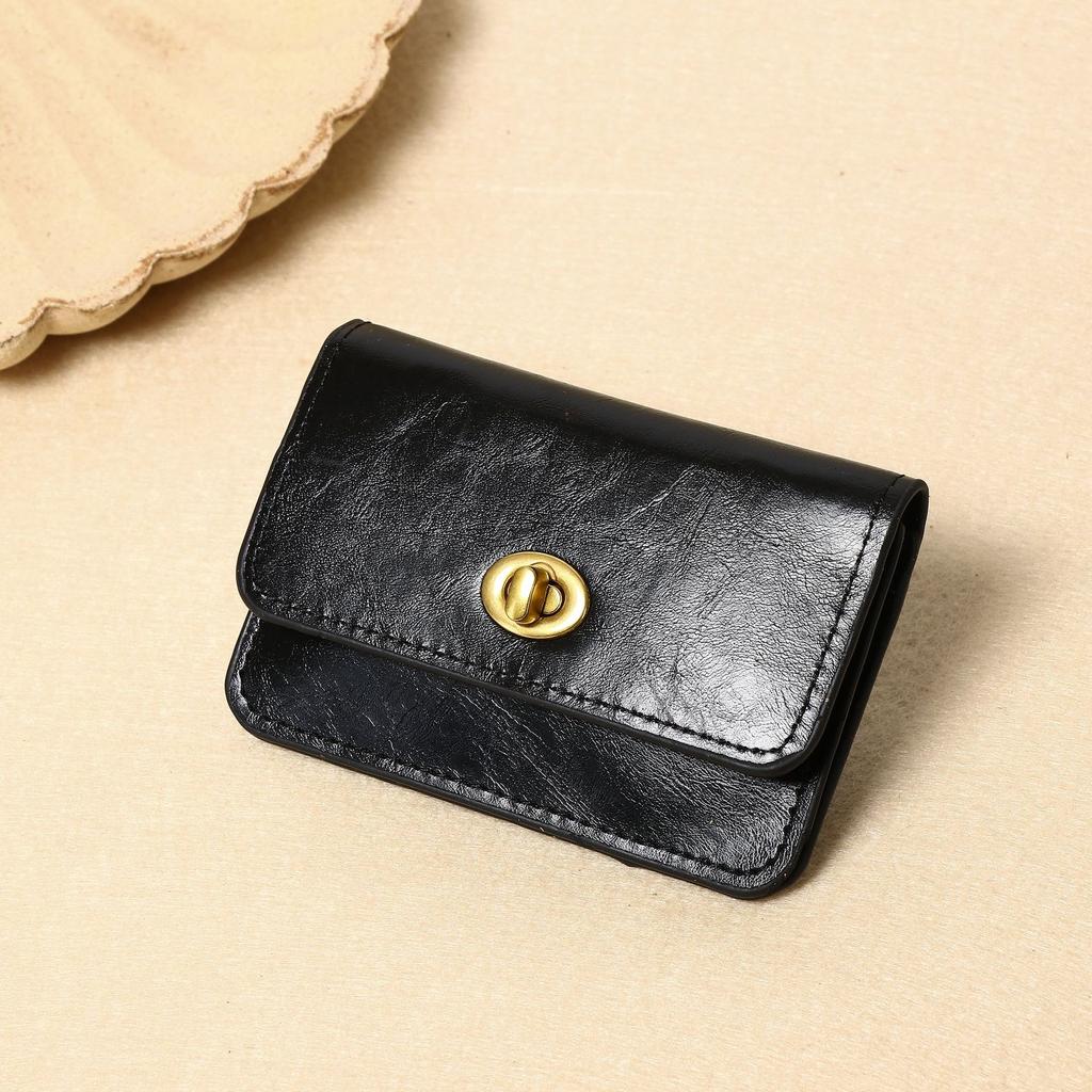 Women's Leather Short Classic Retro Fashion Twist Lock Short Coin Purse, Multi-Function Wallet, Minimalist Clutch For Women Wallet Mini Urse