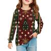 Christmas Day Girls' Long Sleeve Blouse - Round Neck Soft Waist Tunic