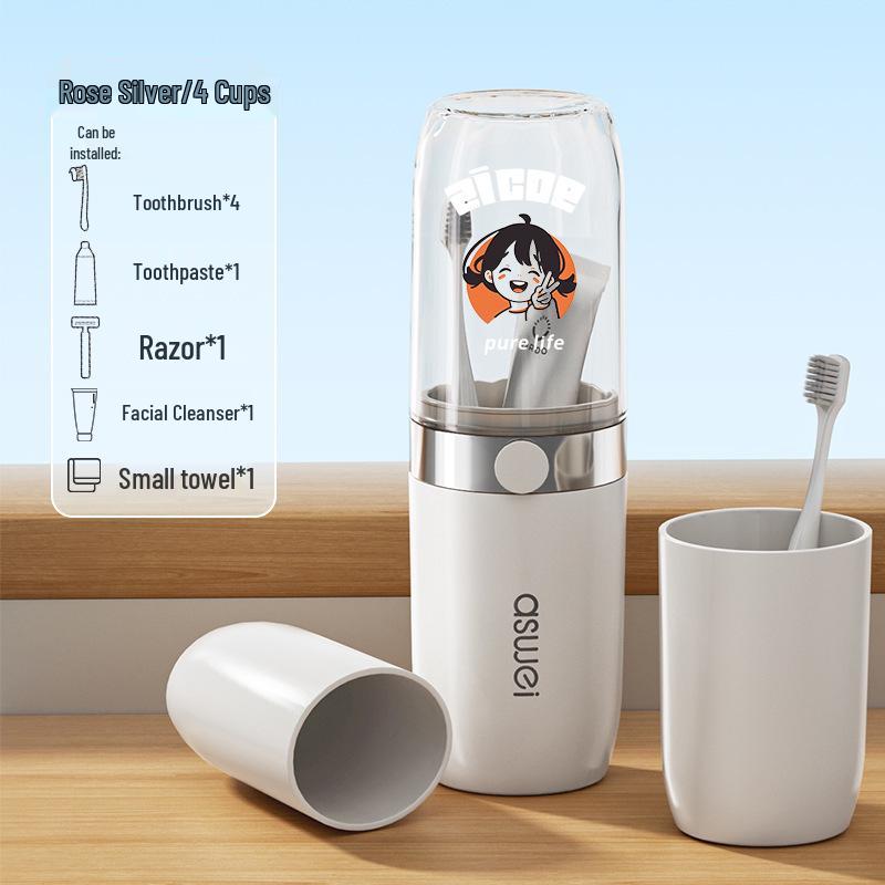 Portable Travel Toothbrush Set: Wash Cup & Holder with Storage