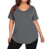 Women's Solid Color Large Size V-neck Top Loose Pocket T-shirt