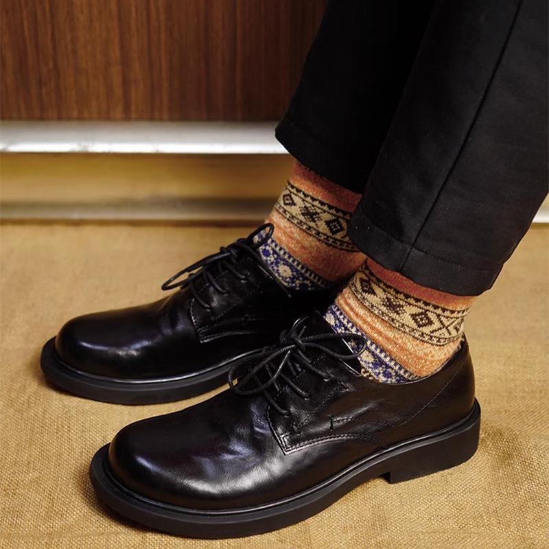 Men'S Shoes Leather Fashion Breathable Business Shoes Flat Bottom Round Head Casual Leather Shoes Soft Leather Versatile Shoes Men