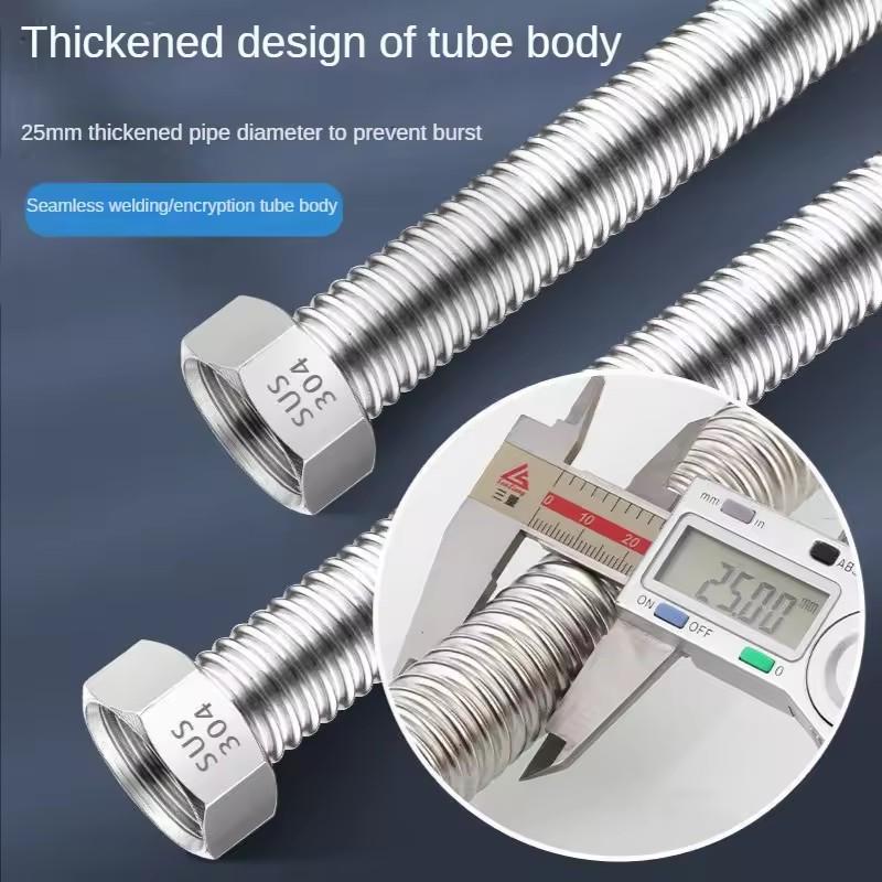 20/40/60/100/150/200cm G1/2 Inch 304 Stainless Steel Flexible Bellows High Pressure Explosion-proof Hose Cold and Hot Water Pipe
