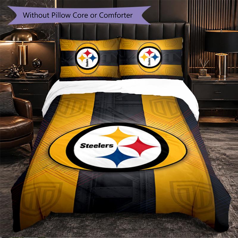 Pittsburgh Steelers Pattern Microfiber 3Pcs Bedding Set Decor Duvet Cover Set For Bedroom Home Use