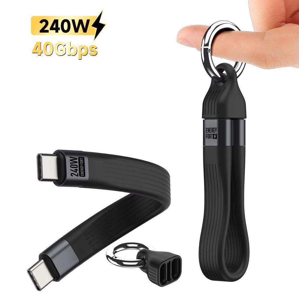 TPE Type C Data Cable Double Headed Data Transfer Line Keychain USB 4 Cable  Laptop Hub