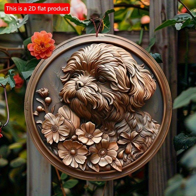 2d Flat 20*20cm, Poodle Themed Wooden Sign Spring Vibes, Perfect for Office and Valentine's Day Decor, for Home, Kitchen, Garden, Bedroom, Bar Decor.