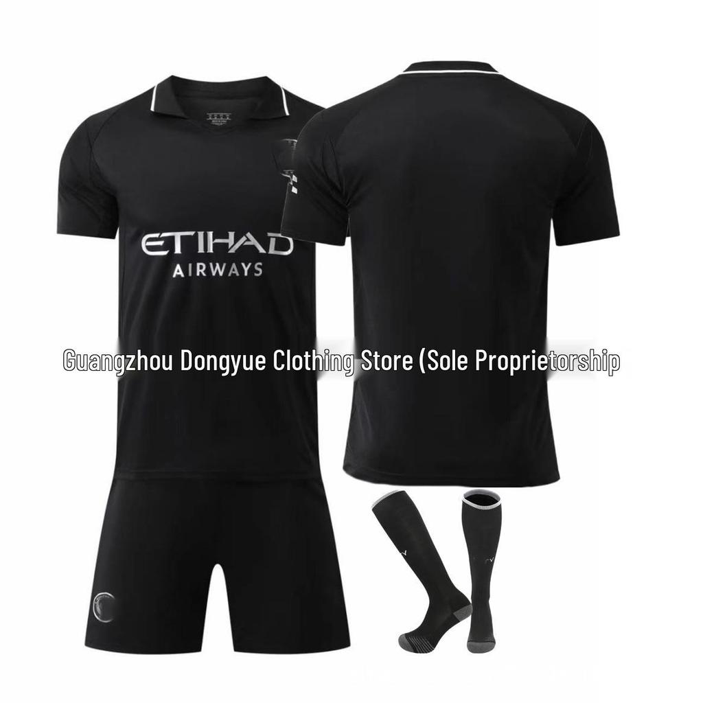 25-26 Haaland Away Football Jersey Set: Adult & Kids Short Sleeve with Number 9