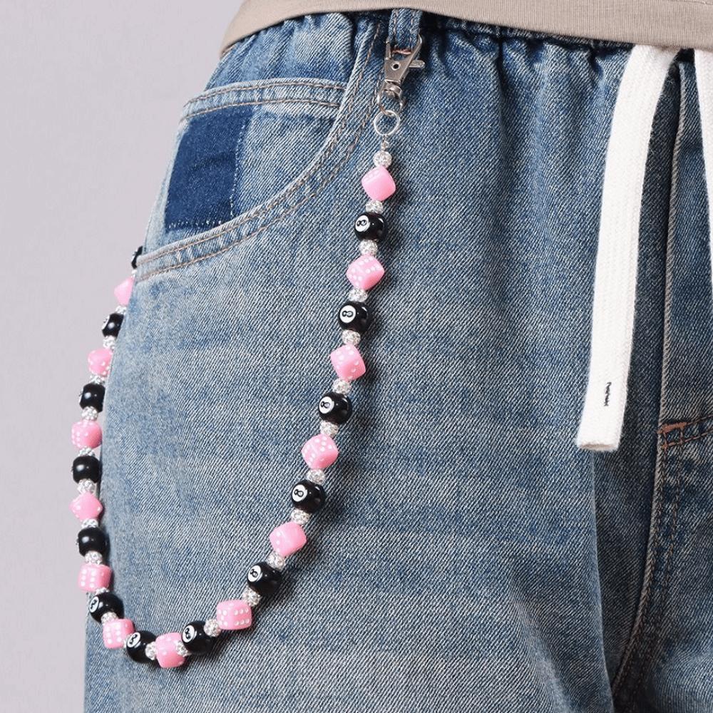 Billiard Ball Colorful Dice Waist Chain Jeans Chain Punk Belt Chain Metal Pants Chain  Male