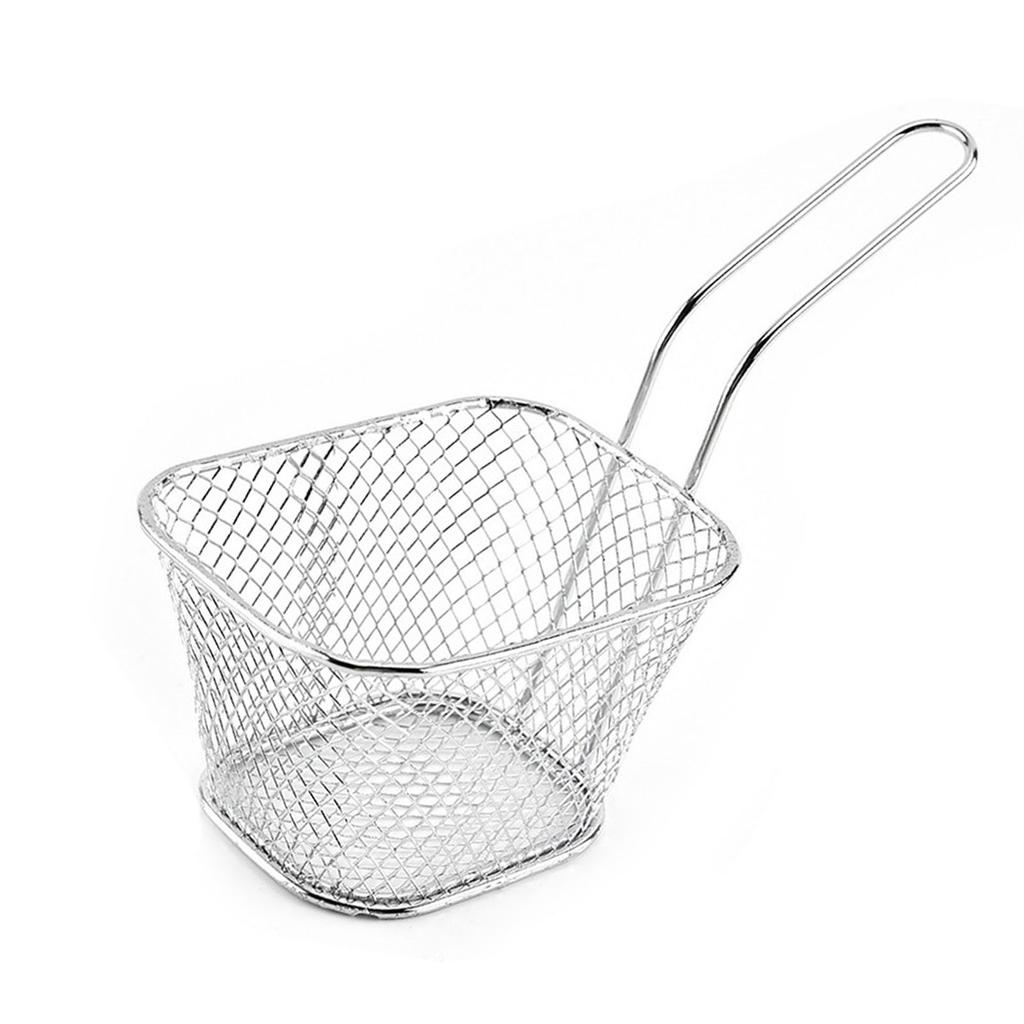 Deep Fry Basket Stainless Steel Mesh Basket with Handle Easy Clean Large Capacity Fry Cooking Tool