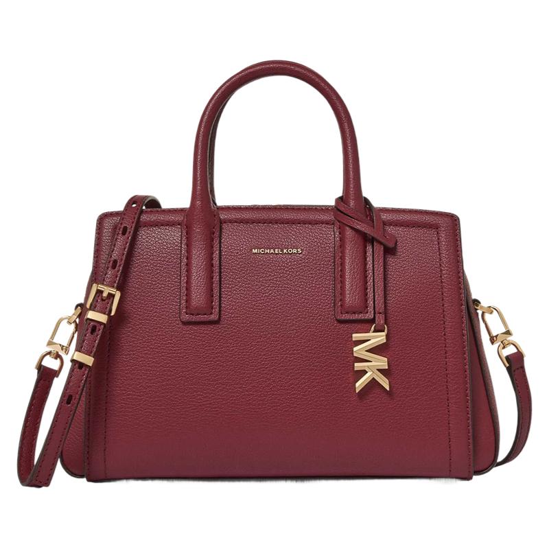 MICHAEL KORS Laila Gold Hardware Split Leather Crossbody Tote Small Women s Mulberry Red золотой