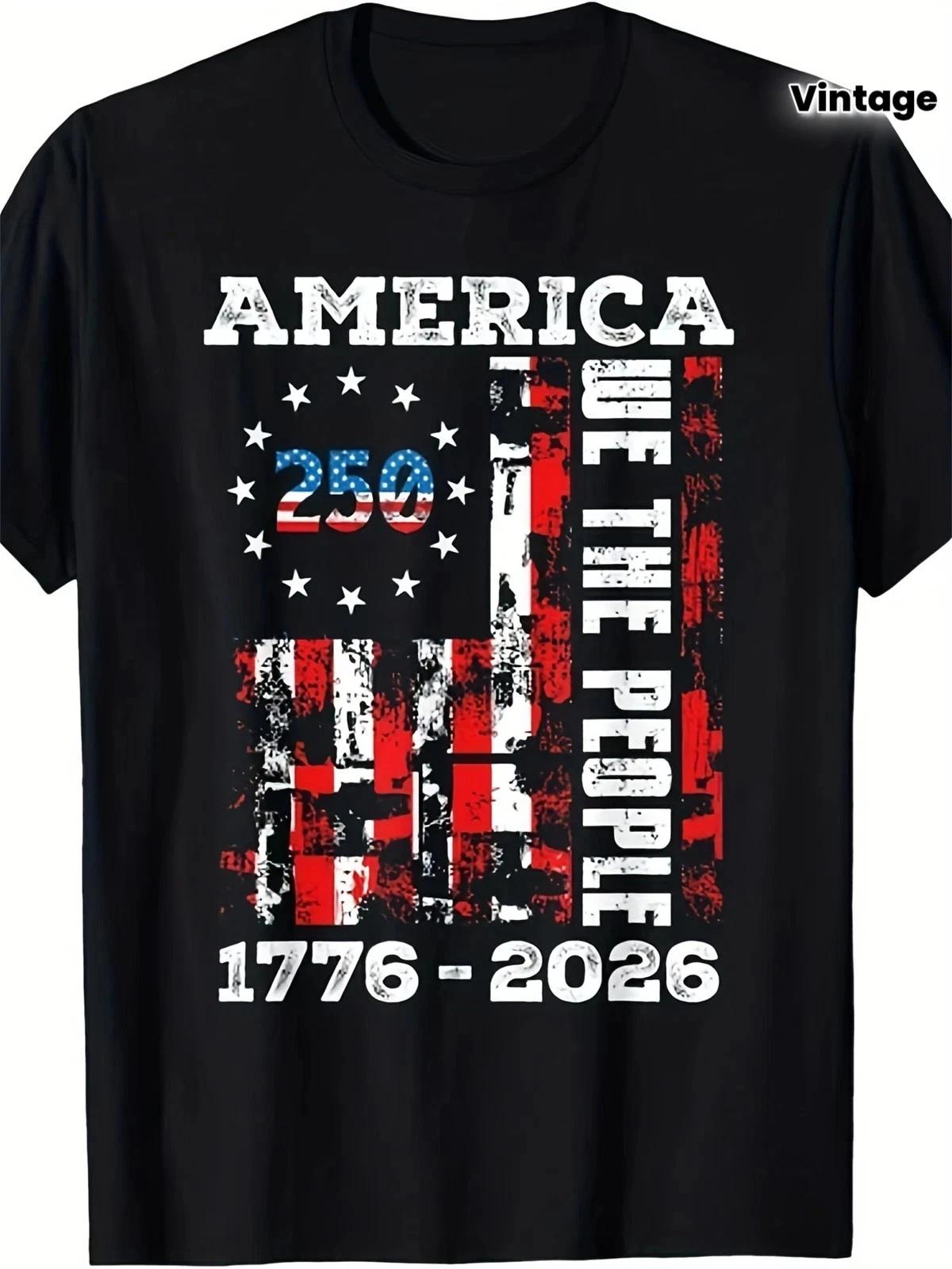 USA 250th Anniversary 1776-2026 Flag Patriotic Vintage July 4th T- Shirt S