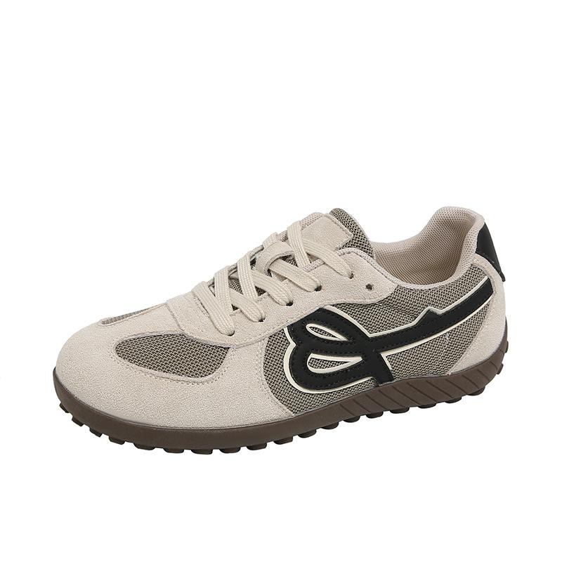 

[Fanfna] Ретро классические красные немецкие тренировочные туфли кожаные с круглым носком на шнуровке на платформе повседневные спортивные туфли Forrest Gump женские 35 песочный