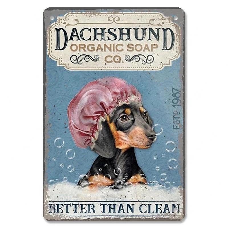 Pôster Vintage Cachorros Fofos de Estimação Placas de Metal de Estanho Dachshund Bulldog Placa de Metal Para Jardim Cafeteria Cozinha Decoração de Arte de Parede para Casa
