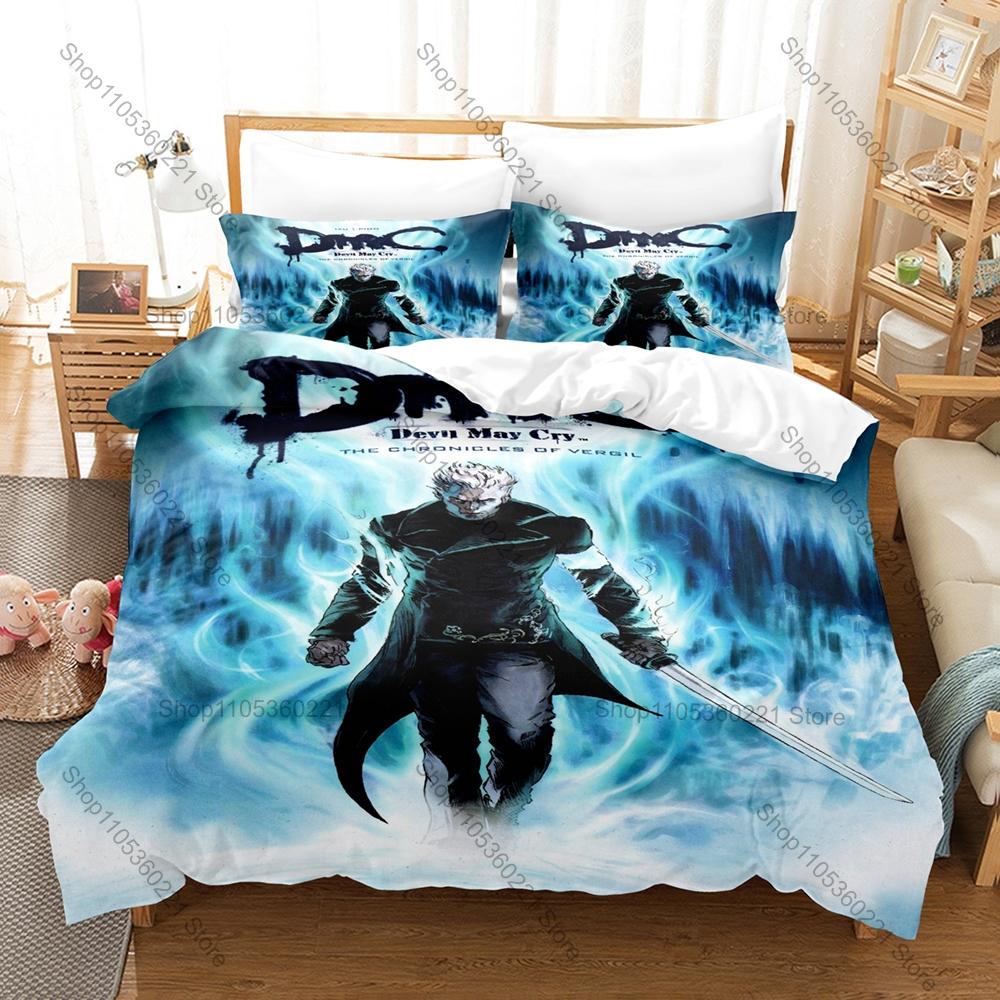 DmC Devil May Cry 3PCS Bedding Set Duvet Cover And Two Pillowcases Microfiber 3D Digital Print Game Bed Linens Home Decoration