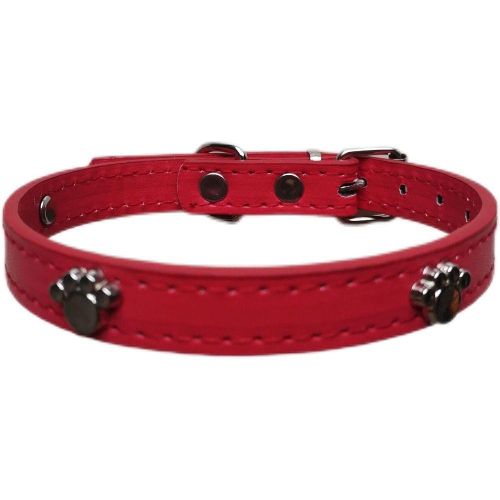 

Cool Cat Collar Leather Pet Necklace Dog Supplies Pet Neck Strap Puppy M красный
