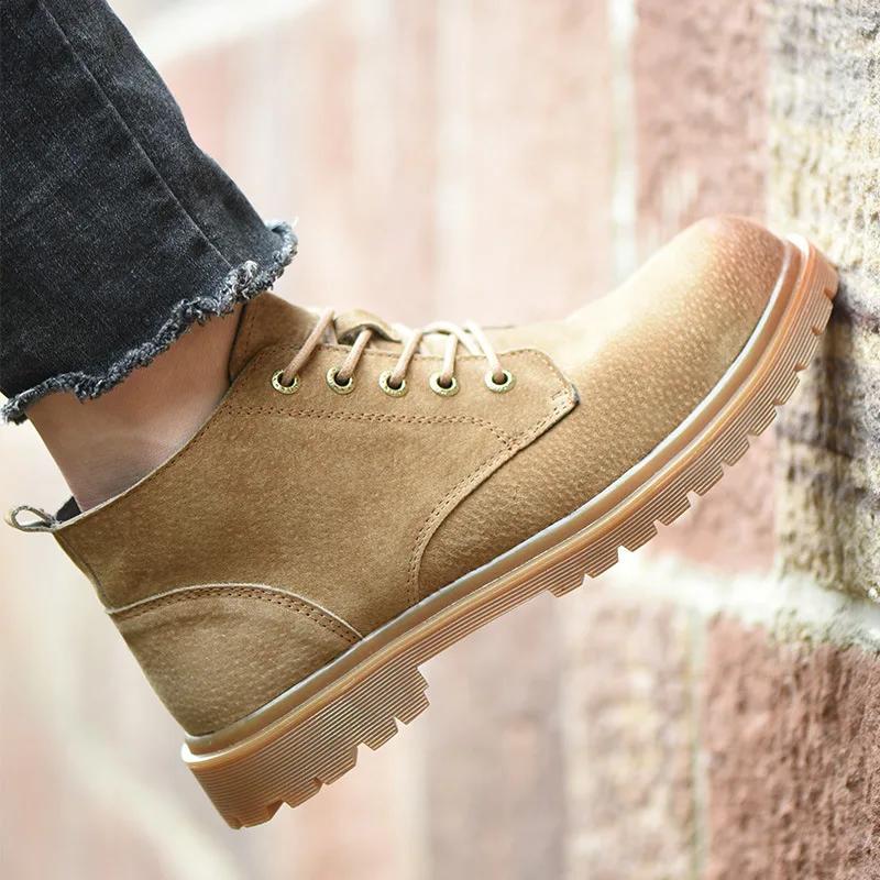 Anti-puncture Suede Leather High Tops Boots Anti Smash Comfortable Shoes for Work Safety Sneakers for Men Light Man Safety Shoes