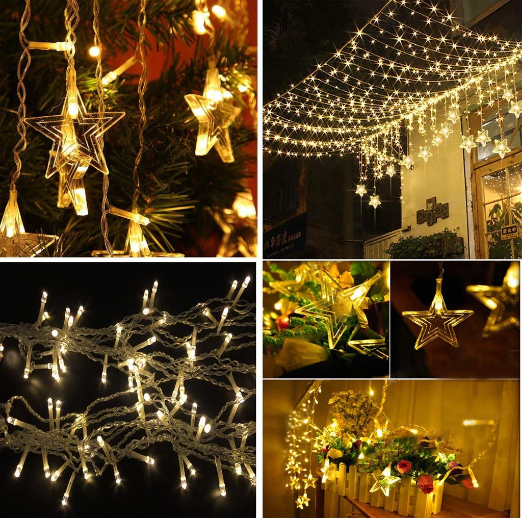 V-Dank String Lights, Star-Shaped Fairy Lights, Bright and Waterproof for Indoor and Outdoor Use, Perfect for Parties, Weddings, Birthdays,