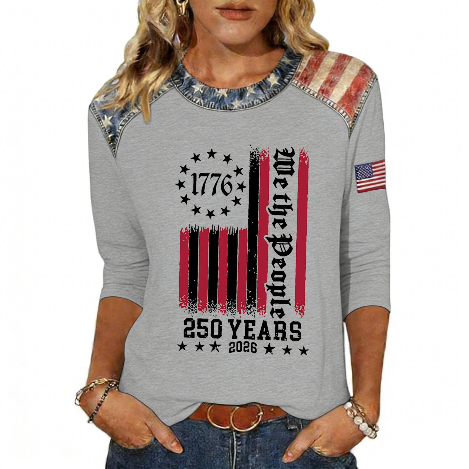 

Женская модная повседневная футболка с принтом ко Дню независимости S