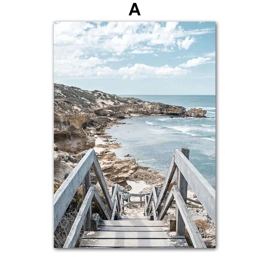 

Beach Waves Coconut Trees Seagulls Wall Art Summer Seascape Canvas PaintingPoster And Prints Picture For Living Room Home Decor 21x30cm No Framed