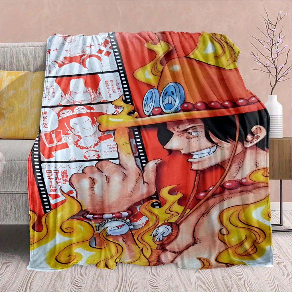 One Piece Anime Flannel Blanket - Soft Warm Perfect for Sofa, Bedding Camping Travel Office Home Decor -QJY