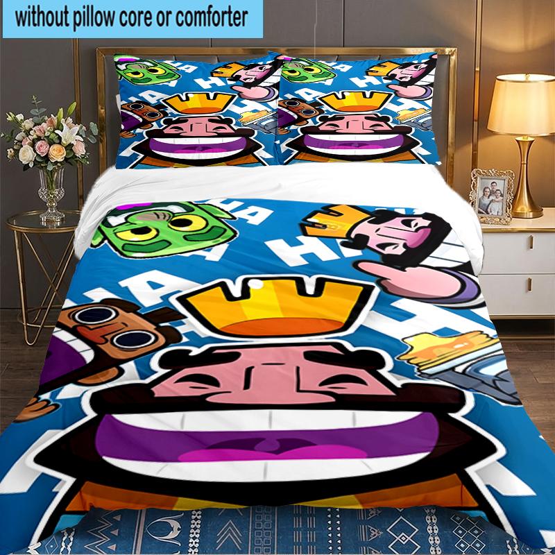 3PCS Clash Royale Heroes Collage Bedding set,Ideal For1pc Duvet Cover And 2pcs Pillowcases Perfect for Christmas gift,Ideal for Bedroom, Dormitory