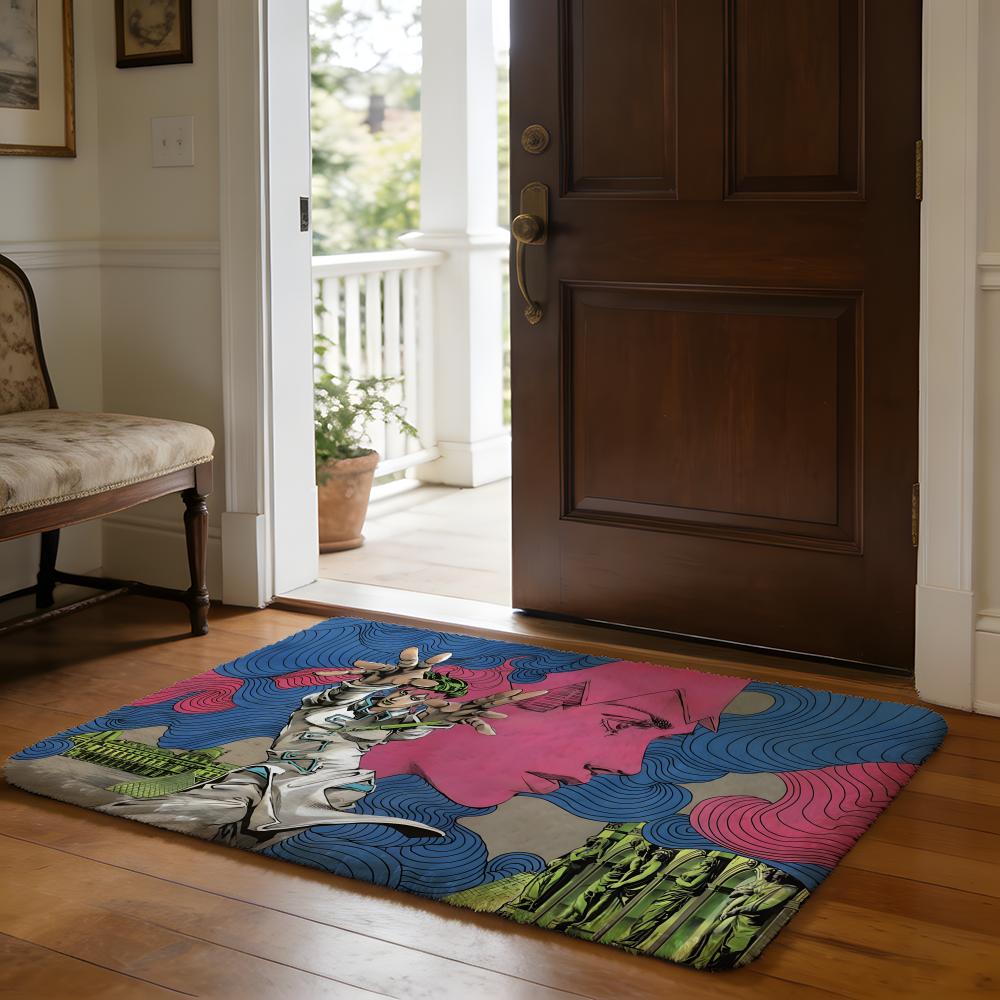 Fußmatte Weicher Flanellteppich Rutschfeste Saugfähige Matte für Badezimmer Schlafzimmer Heimdekoration Anime J JoJos Bizarre A Adventure