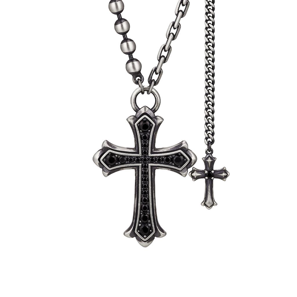 Mars Mark Stellar Cross Drop Mixed Chain Necklace L