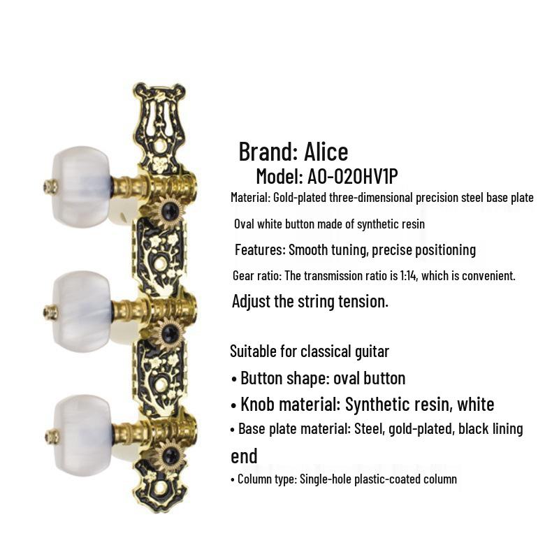 Accordatore Gilded a Tre Posizioni per Chitarra Classica Alice Serie AO-020HV Piroli