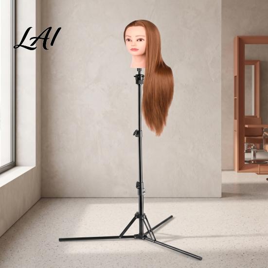 Hair Styling Mannequin Tripod 1.6M Metal Head Stand Height Adjustable Wig Salon Equipment FoldableWig Holder for Cosmetology Hairdressing Training