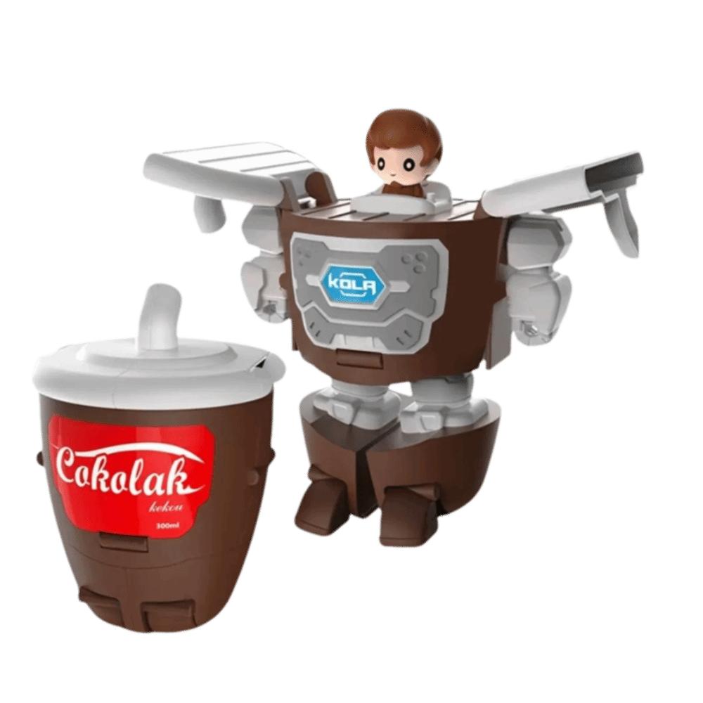 Cartoon Schattig 2-in-1 Transformerende Robot Gesimuleerde Cola Kinder Speelgoed Mecha Model Creatief Ontwerp Burger Robot Jongens Speelgoed