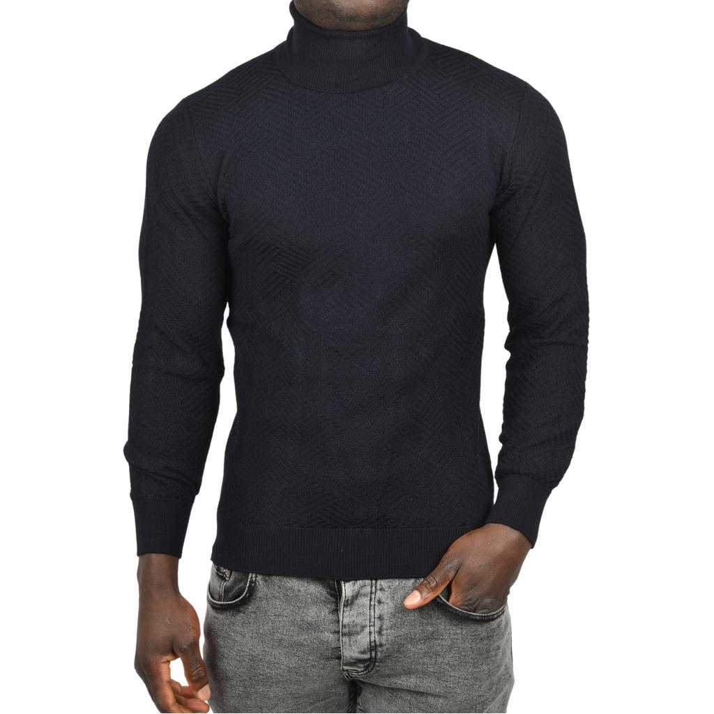 DeepSEA  Desenli Dar Kesim Tam Balıkçı Yaka Triko Boğazlı Kazak 2505510