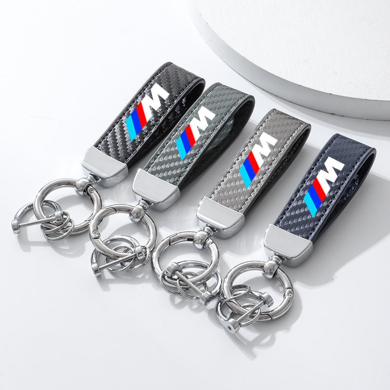 Carbor Fiber Car Keychain for BMW M 1 3 4 5 6 7 Series X1 X4 X5 X6 X7 G20 F48 E60 E36 E39 Key Holder Pendant Chain Ring Sticker jbzh05