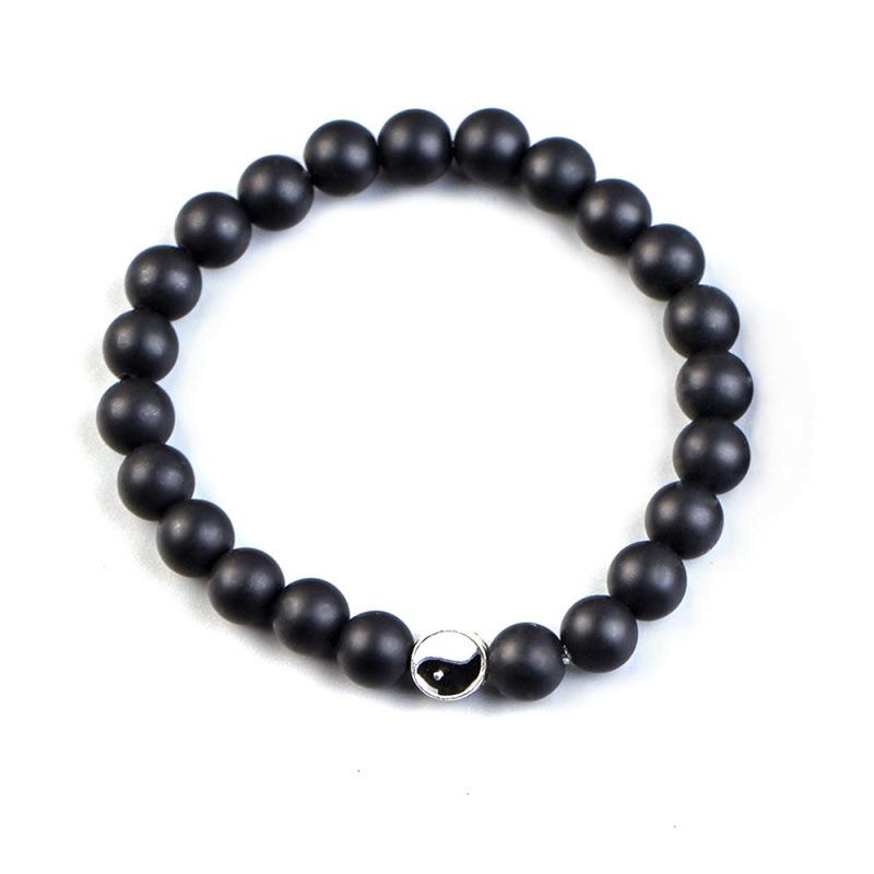 Alloy Yin Yang Tai Chi Black and White Beaded Couple Bracelet