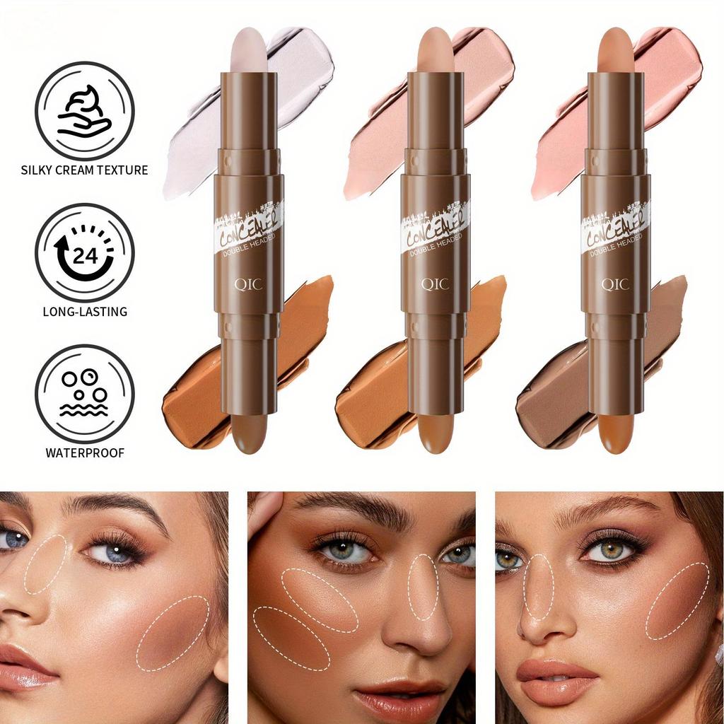 Dvouhlavý rozjasňovač konturovací tyčinka Korektor tyčinka Nose Shadow Shadow Natural 3D Contour Cream Highlighting Stick