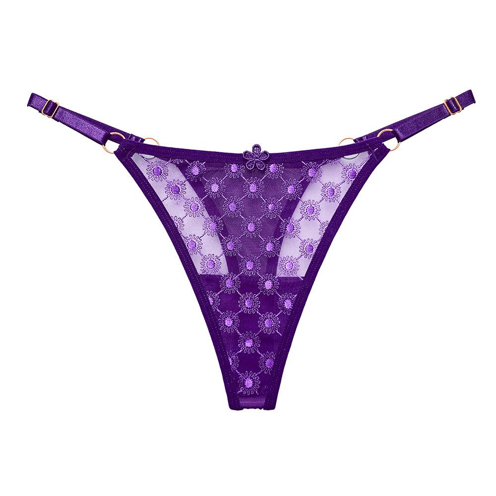 Korean Version of Simple and Slightly Sexy Girl Panties, Fancy Thin Mesh Yarn, Pure Desire, Low Waist Adjustable Thong 2269