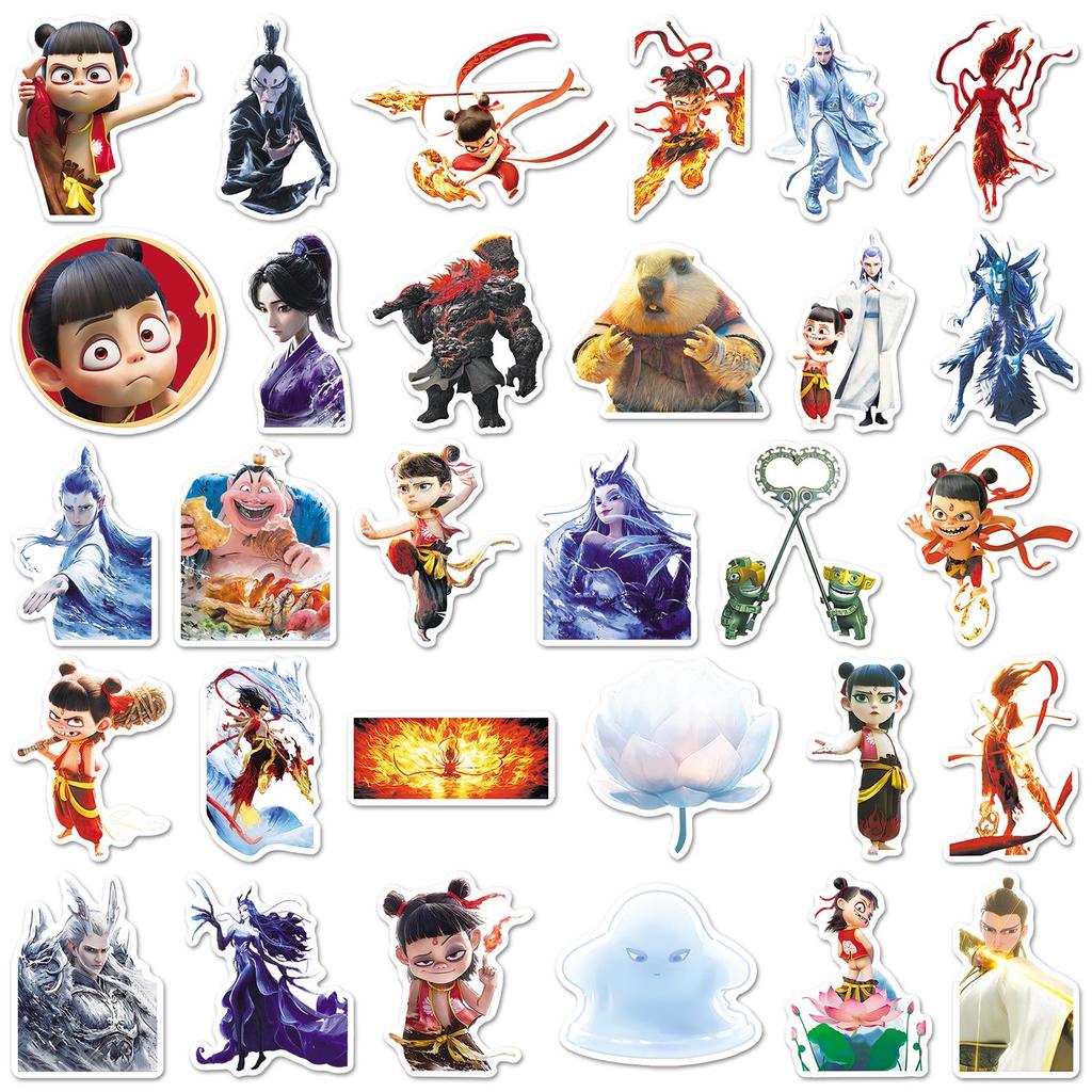 Nezha Myth Lotus Stickers: 60 Sheets for Cup, Journal, Car Decor