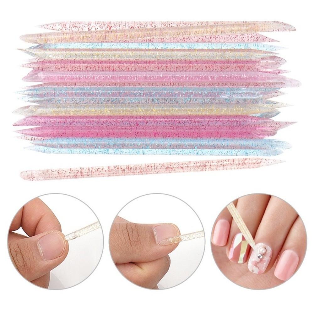 50/100Pcs Reusable Double Head Nail Art Tool Crystal Material Cuticle Remover Tool  Nail Art
