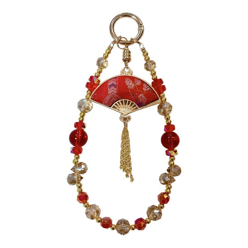 Song Brocade Fan Keychain & Cute Lucky Bag Pendant - Small Gift & Phone Charm