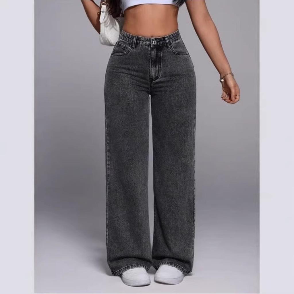 High Waisted Loose Wide Leg Pants, Hanging Floor Length Pants, Black, Straight Leg, Jeans, Women's Pants