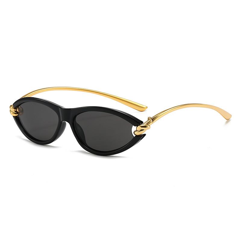 Fashion Cat Eye Sunglasses With Uv400 Protection For Trendy Outdoor Wear BlackFrameGrayLens