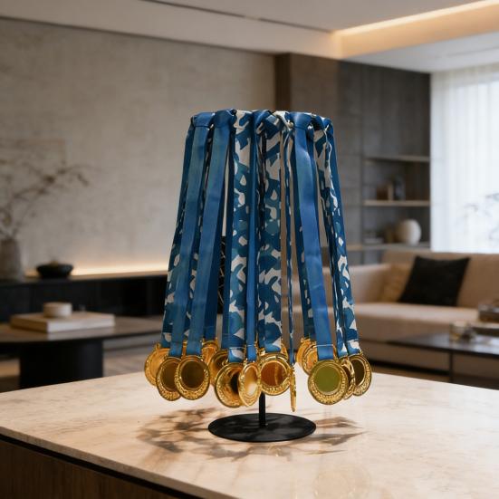 Rotating Medal Display Stand Wall Safety Medal Hanger No Drilling 360 Degrees Spin Holds 45+ Medals Heavy-Duty Metal Base Awards Display Holder