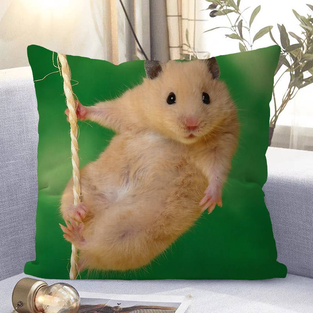 Cute Hamster Pillow Case Removable Washable Cushion Cover – All-Season Soft Linen
