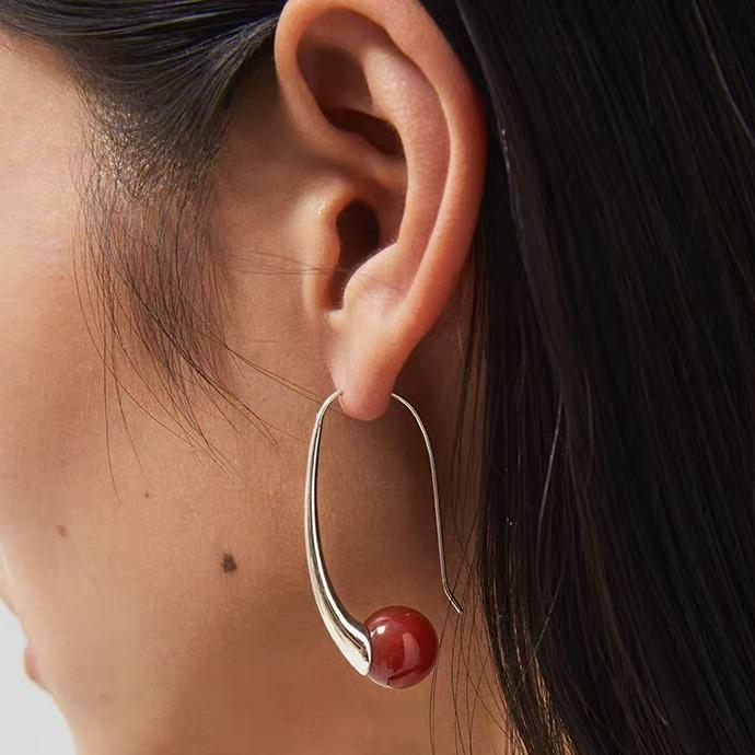 Elegant Agate Long Earrings with Unique Design - Simple, Versatile, and Luxurious Ear Hooks