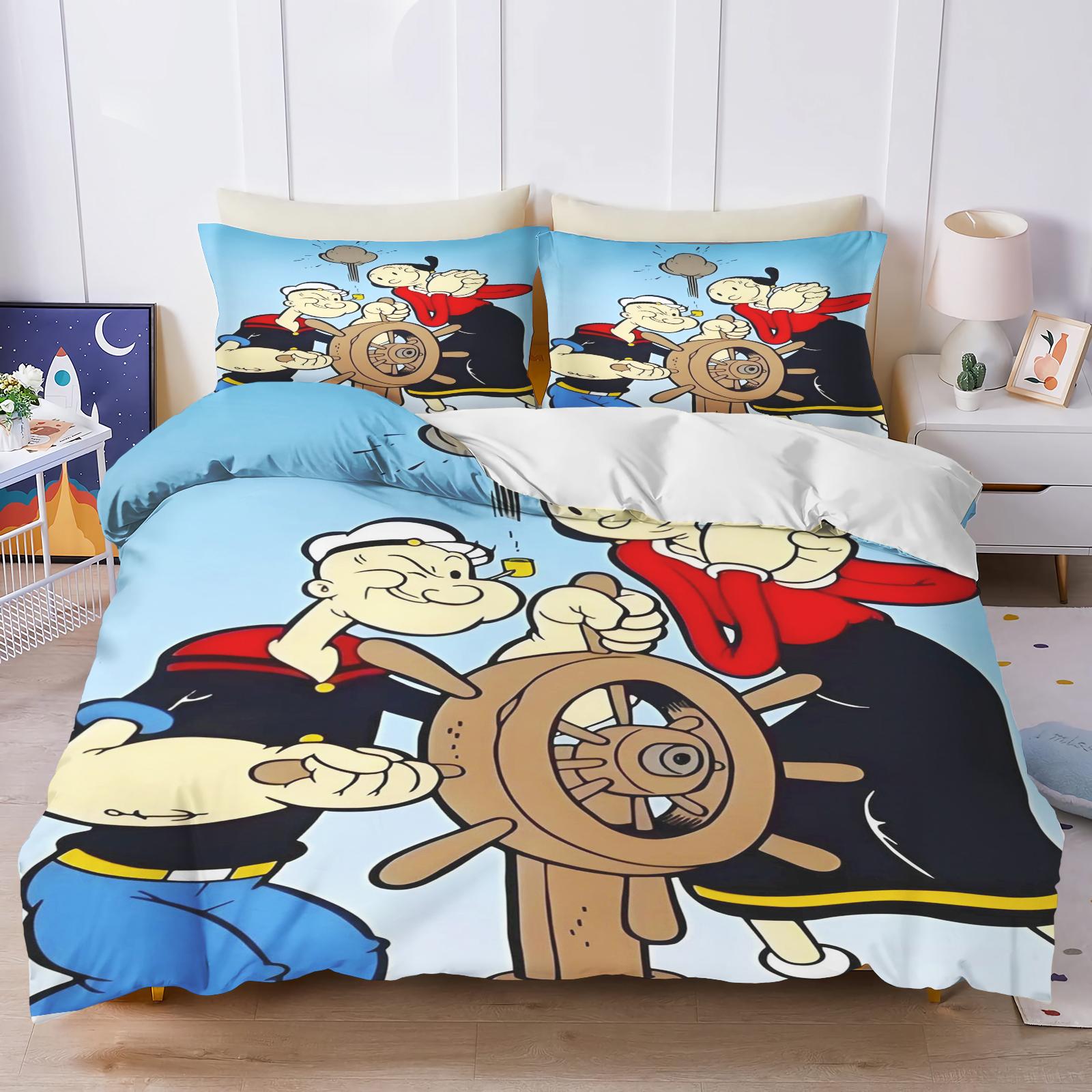 

Cartoon Popeye Bedding Set, Construction Vehicle And Excavator Pattern, Boys Duvet Cover Set, Children S Gift 135x200cm